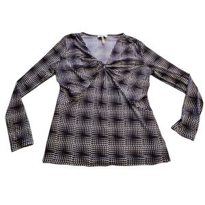 Laundry by Shelli Segal Long-Sleeve Knot Vneck Blouse Size Medium G38